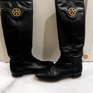 Tory Burch Black Leather Riding Boots